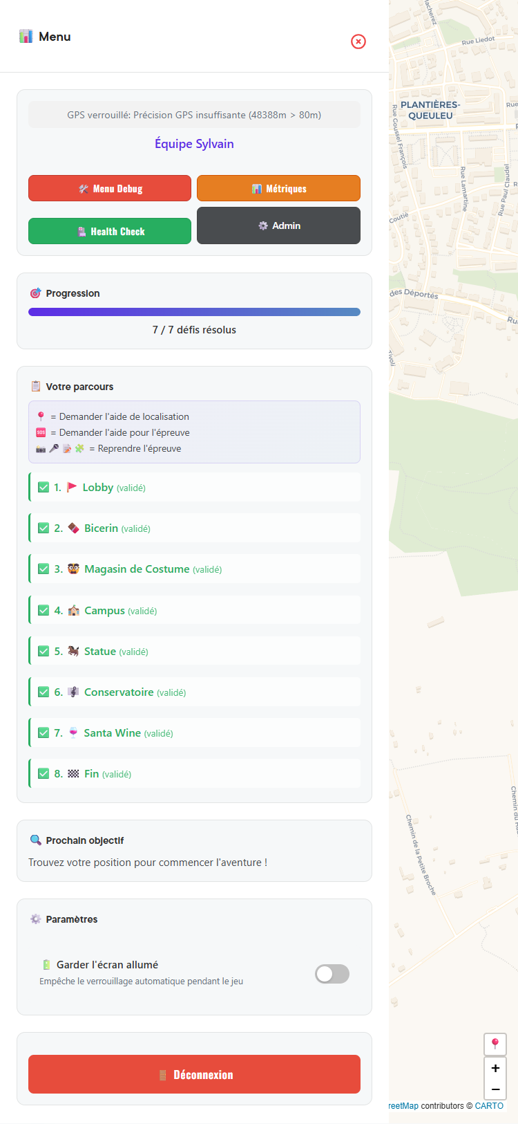 Player Interface - Mobile View